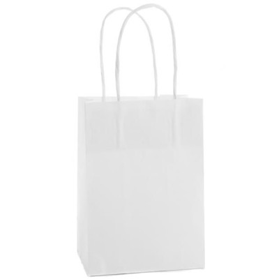 Baltas maišelis Twist rankenėlės Kraft popierius