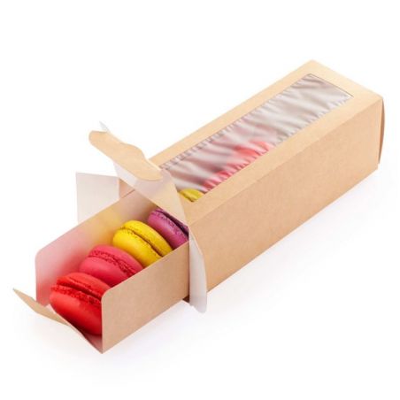 Dėžutė Eco Macarons su skaidriu langeliu Dėžutė Eco Macarons su skaidriu langeliu