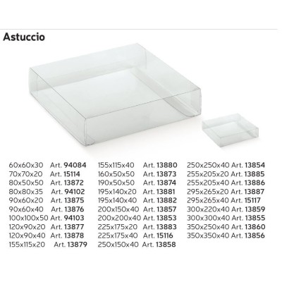 Skaidrios plokščios stačiakampės dėžutės Astuccio