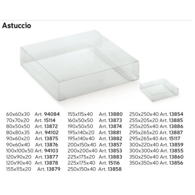 Skaidrios plokščios kvadratinės dėžutės Astuccio