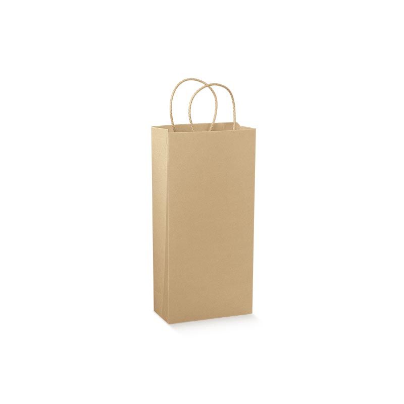 Natūralus rudas popierinis maišelis su medžiagine rankenėle