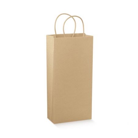 Natūralus rudas popierinis maišelis su medžiagine rankenėle