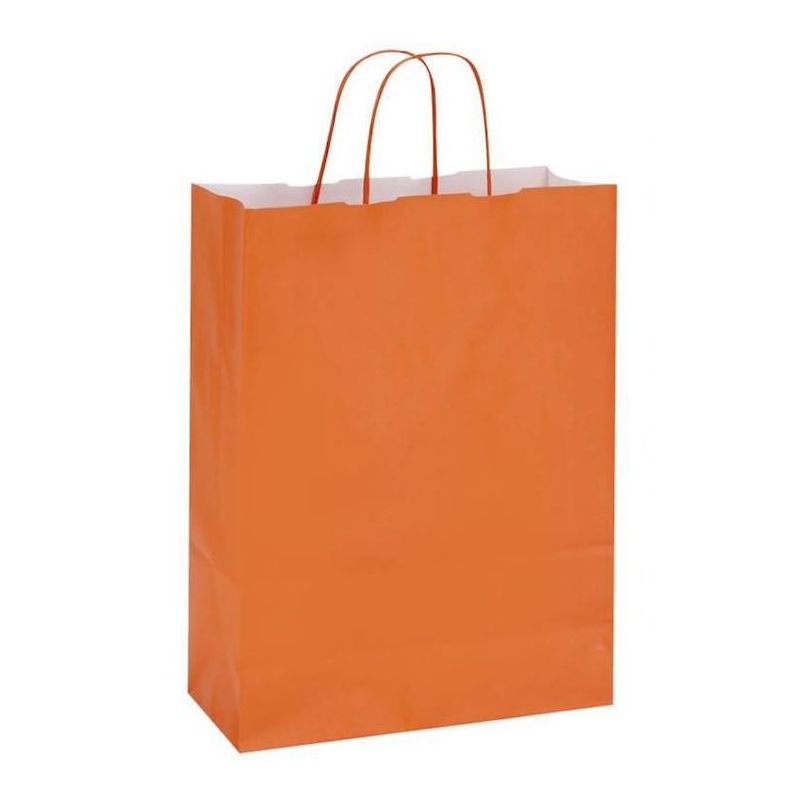 Oranžinis maišelis Twist rankenėlės Kraft popierius