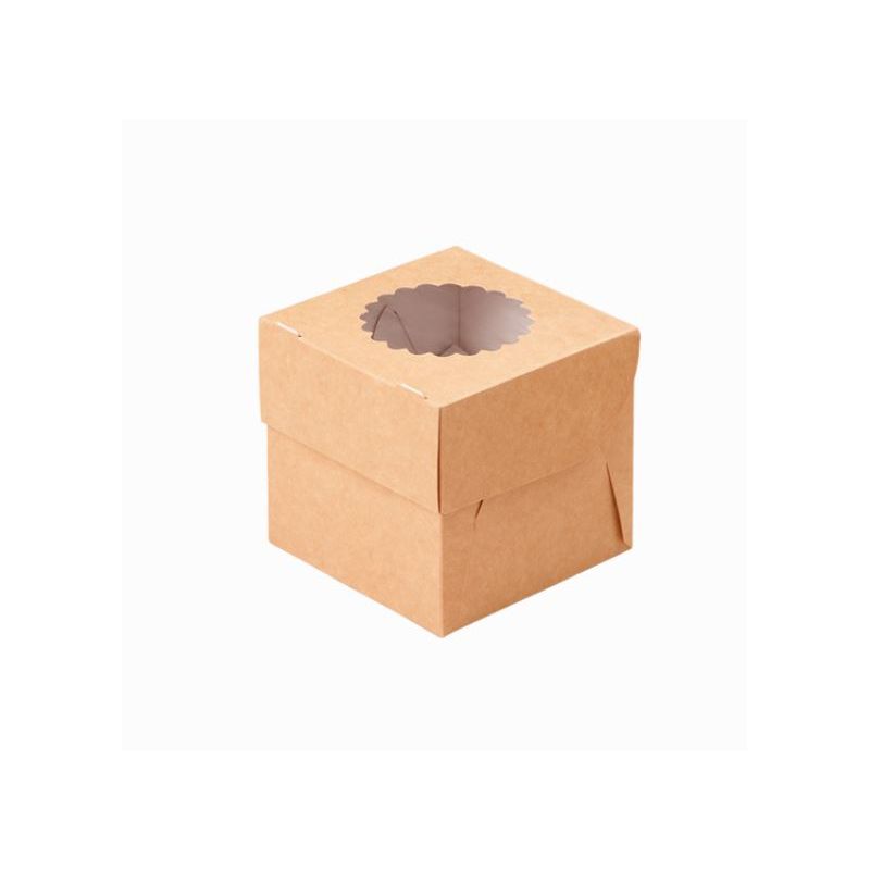 Dėžutė Eco Muf keksiukui 1 vnt. su skaidriu langeliu