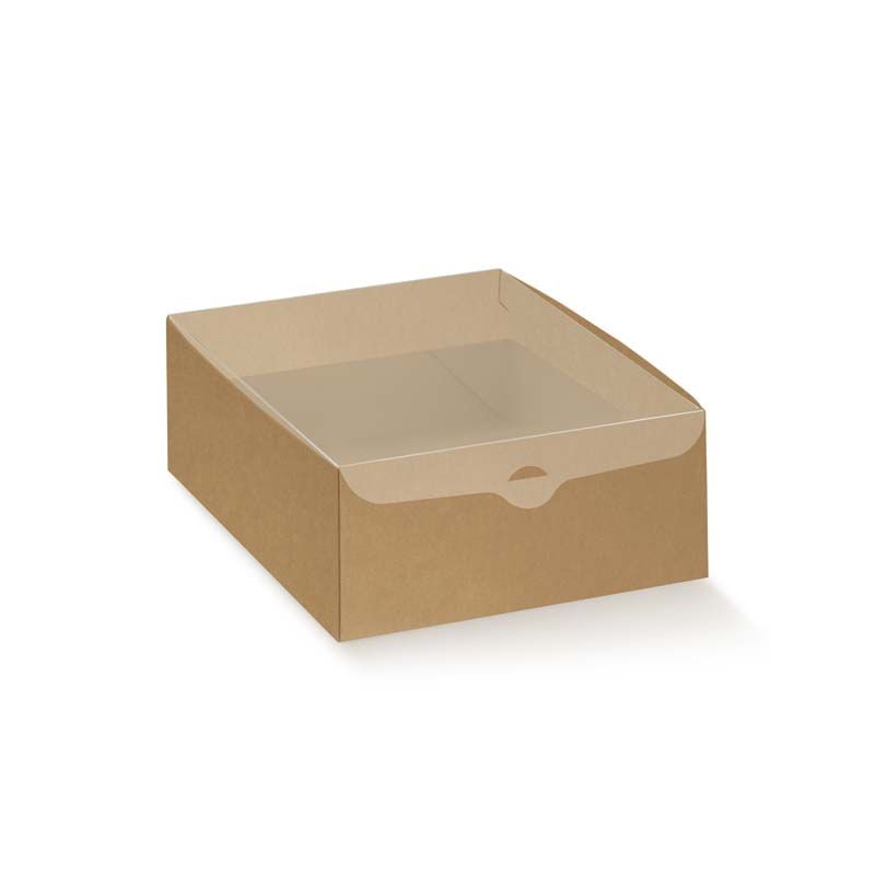 Dėžutė Dolcezza su skaidriu pvc. dangteliu kraft