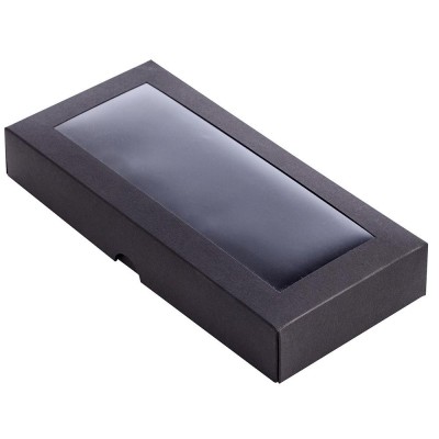Dėžutė juoda iš kartono su langeliu 200 x 90 x 30 mm