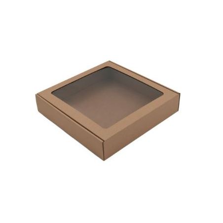 Dėžutė ruda su skaidriu langeliu greito uždarymo