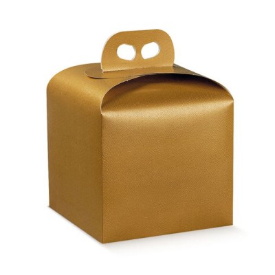 Dėžutė auksinė Portapanettone su rankenėle