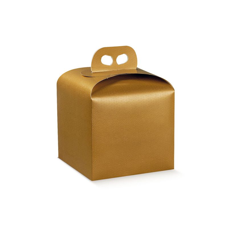 Dėžutė auksinė Portapanettone su rankenėle