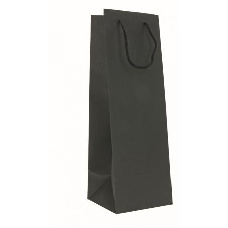 Juodas popierinis Barolo maišelis su medžiaginėmis rankenėlėmis