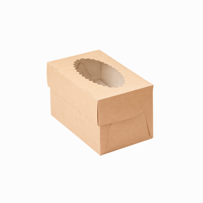 Dėžutė Eco Muf keksiukams 2 vnt. su skaidriu langeliu