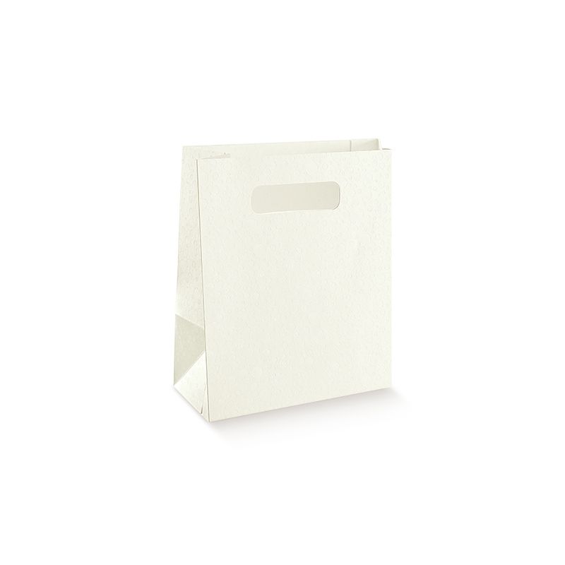 Baltas popierinis maišelis su rankenėle