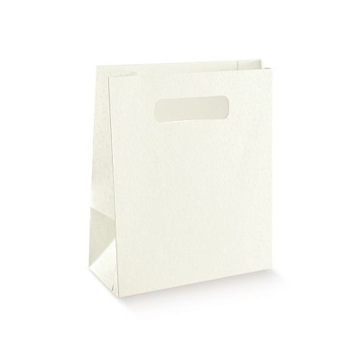 Baltas popierinis maišelis su rankenėle ir įdėklu