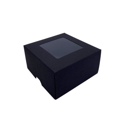 Dėžutė su pvc. langeliu juoda 90 x 90 x 50 mm